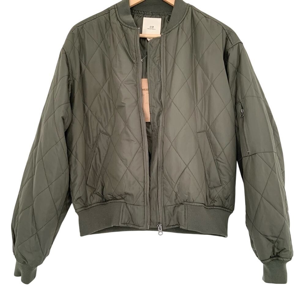 Thread & Supply Olive Green Quilted Bomber Jacket Women Size Extra Small NEW XS